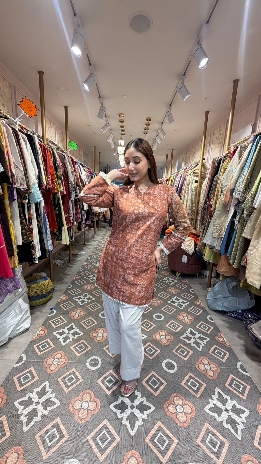Rust Printed Kurta Co-ord Set