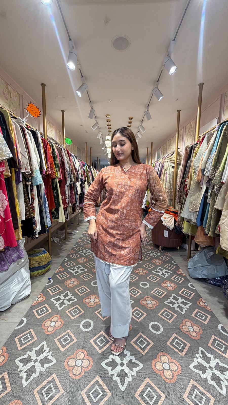 Rust Printed Kurta Co-ord Set