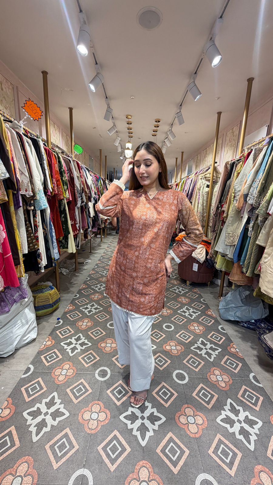 Rust Printed Kurta Co-ord Set