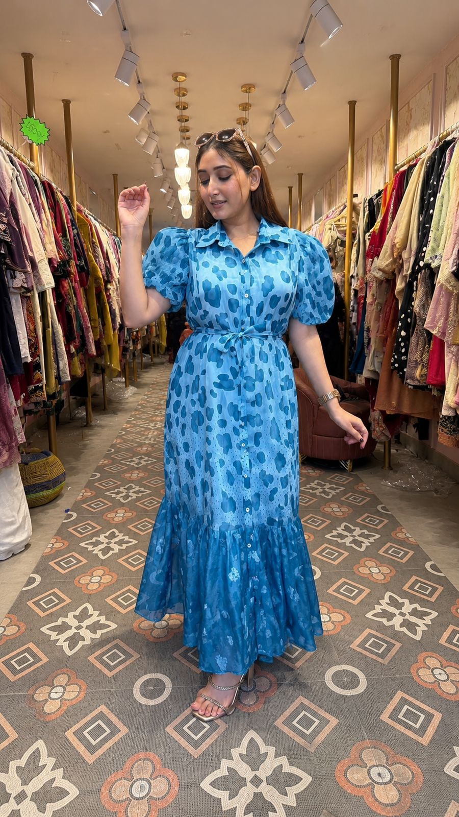 Printed Tiered Shirt Gown
