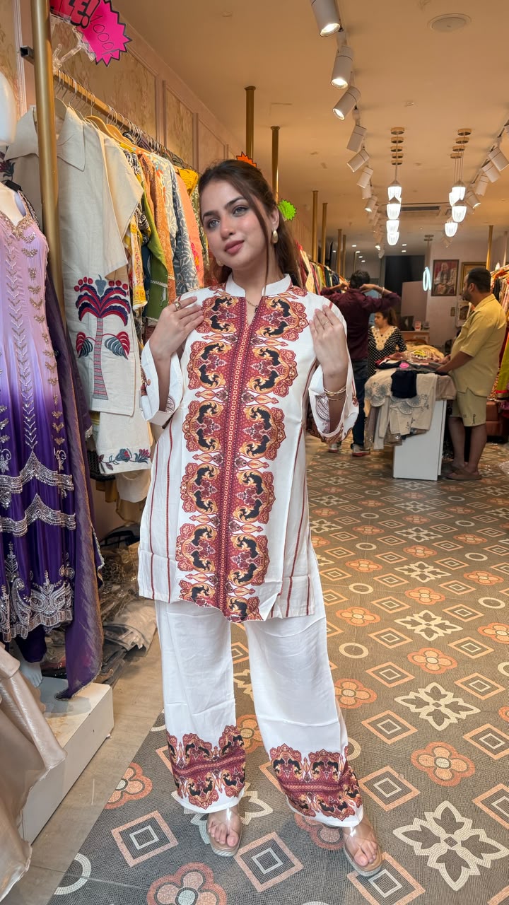 Printed Kurta & Straight Palazzo Co-ord Set