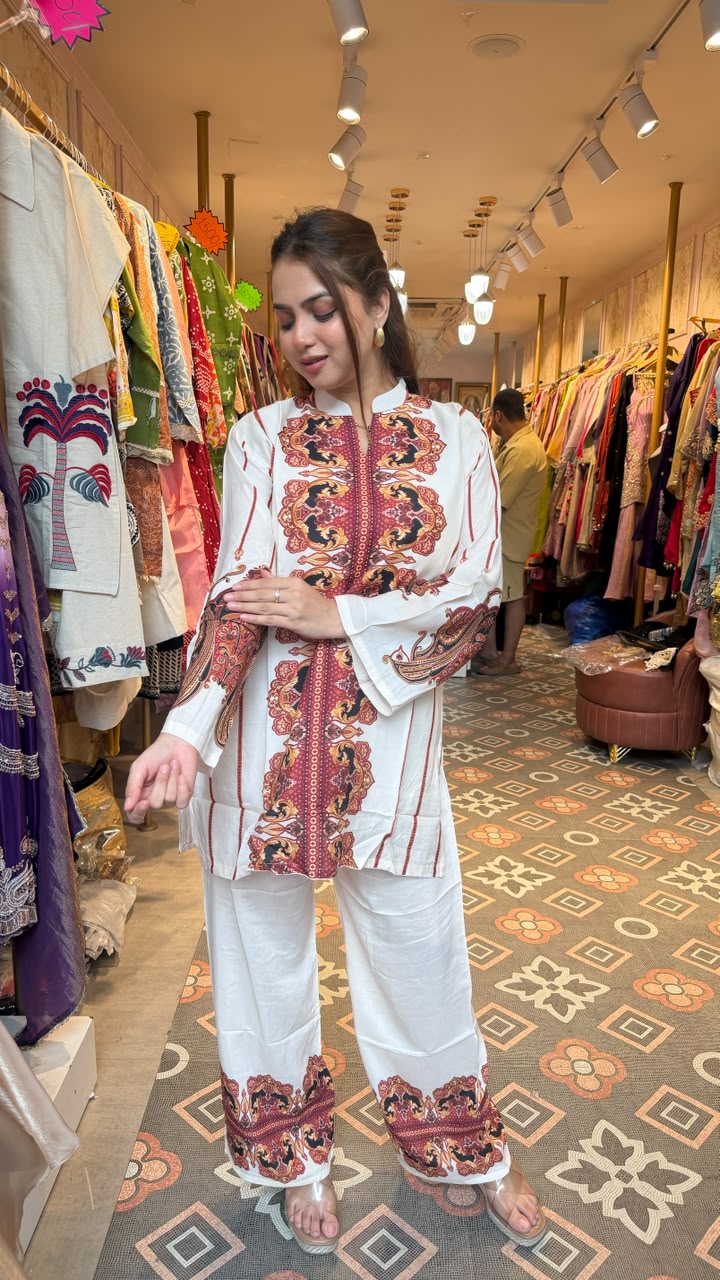Printed Kurta & Straight Palazzo Co-ord Set