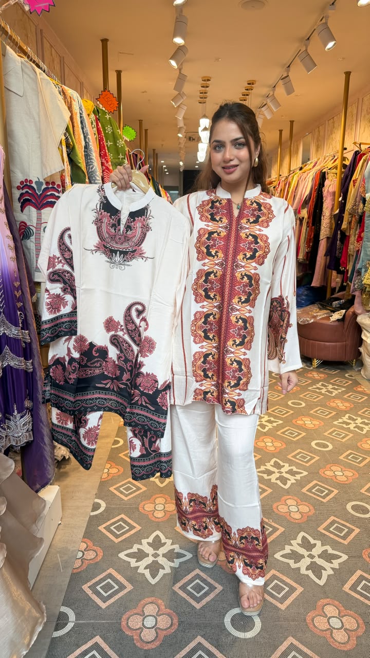 Printed Kurta & Straight Palazzo Co-ord Set
