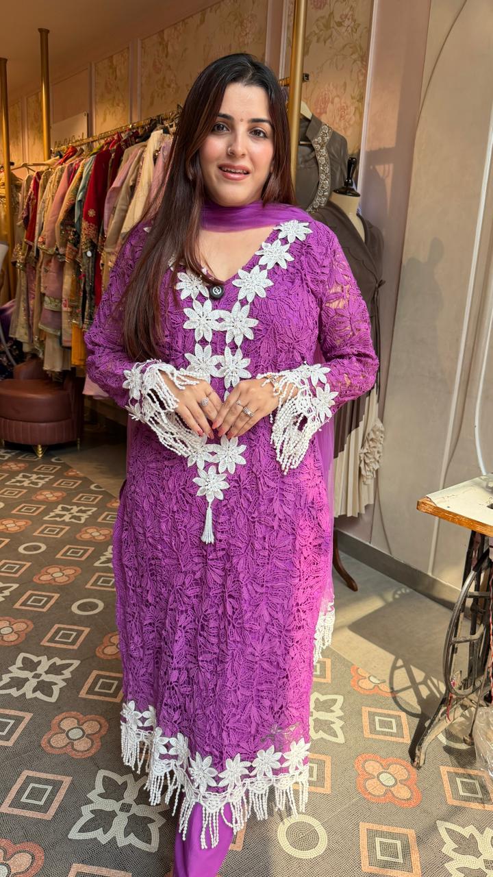 Premium Crochet Lace Straight Kurta Set