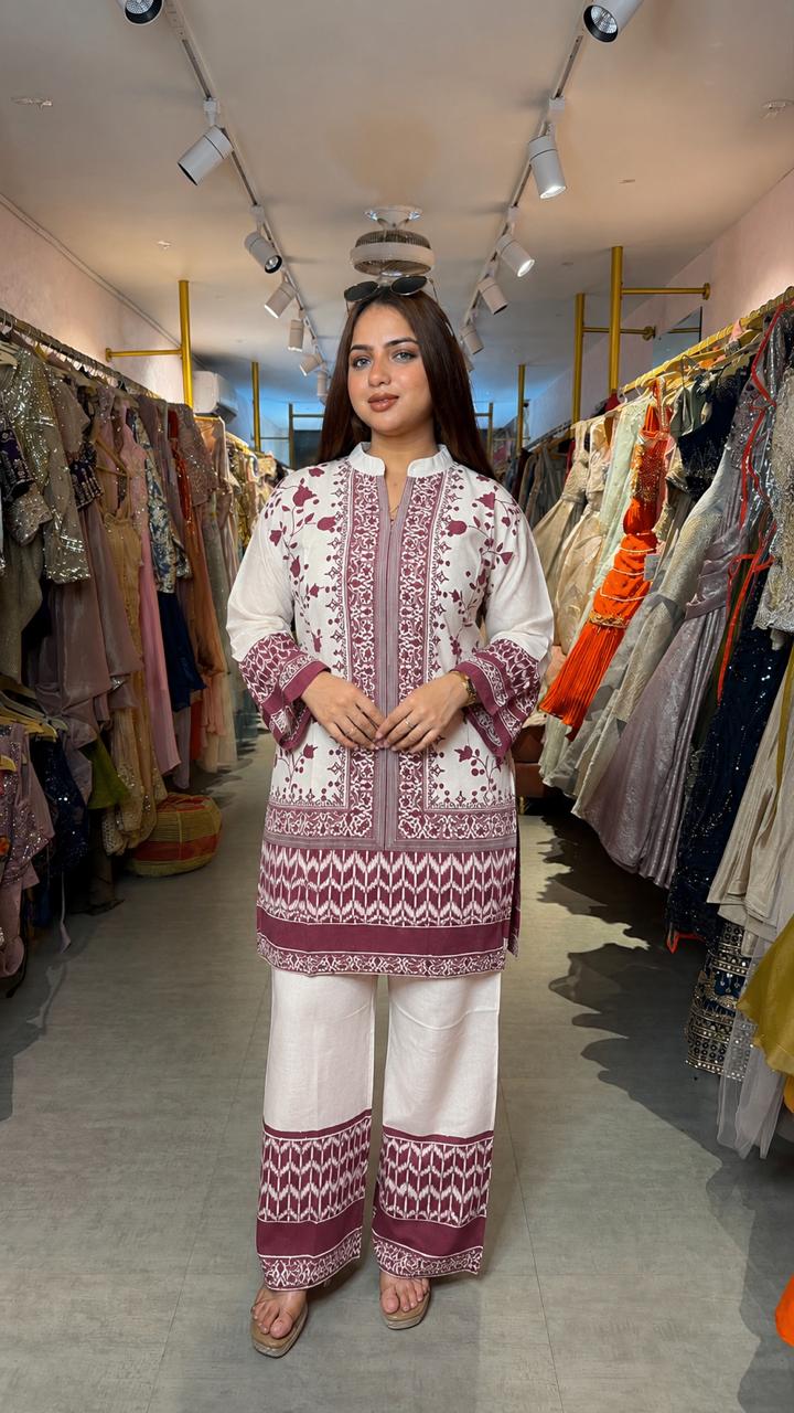 Printed Kurta & Straight Palazzo Co-ord Set