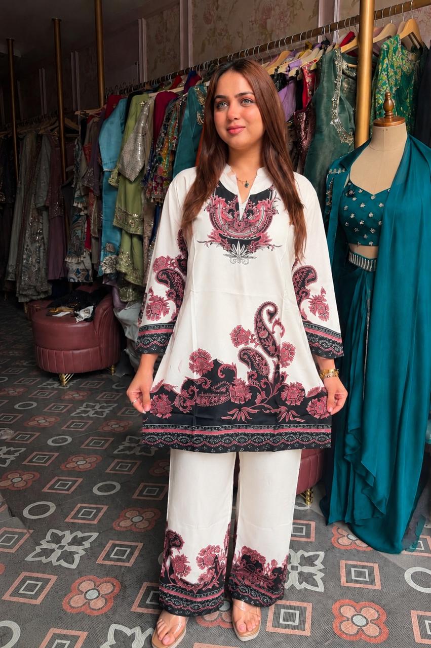 Printed Kurta & Straight Palazzo Co-ord Set