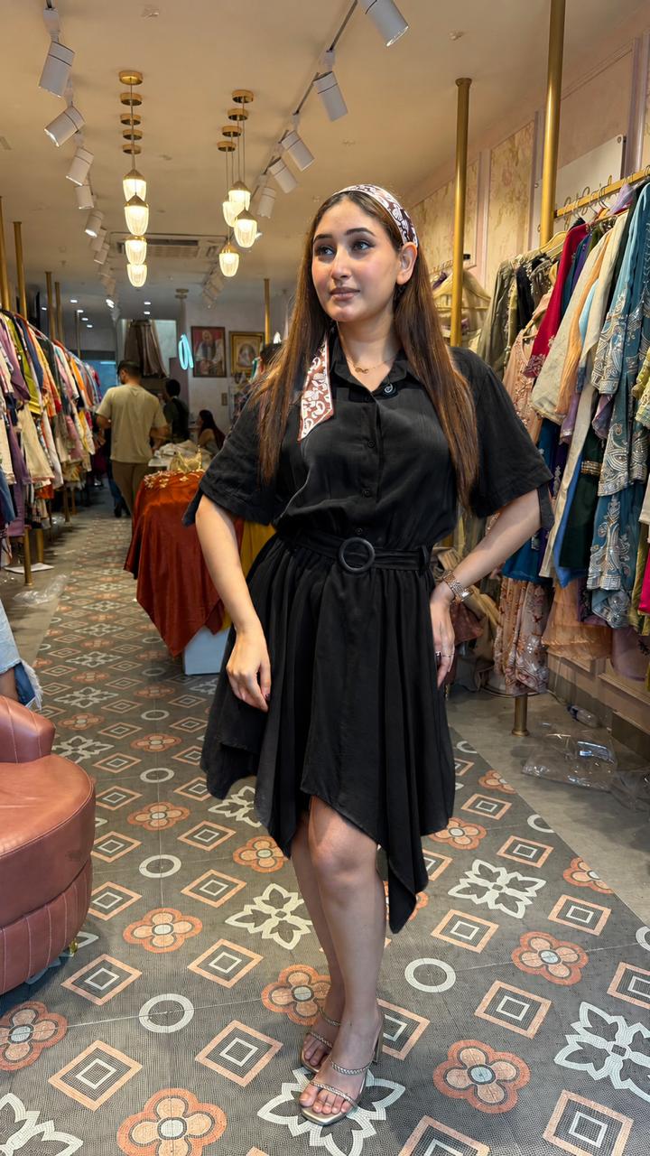 Asymmetric Hem Shirt Mini Dress