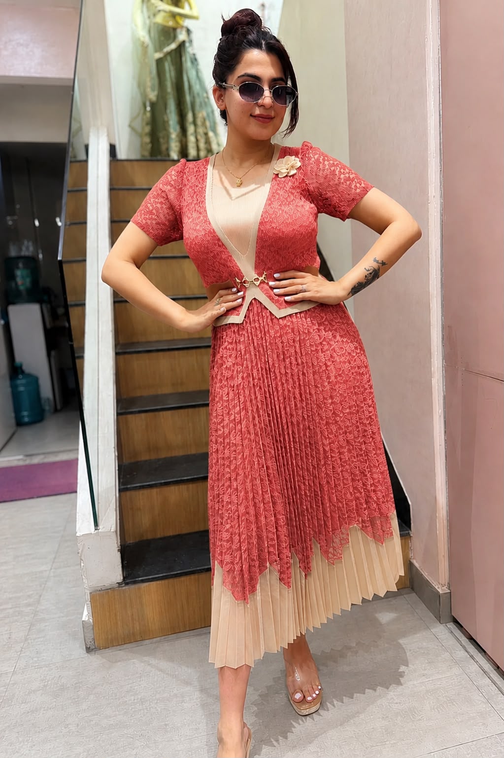Royale Pleated Midi Dress