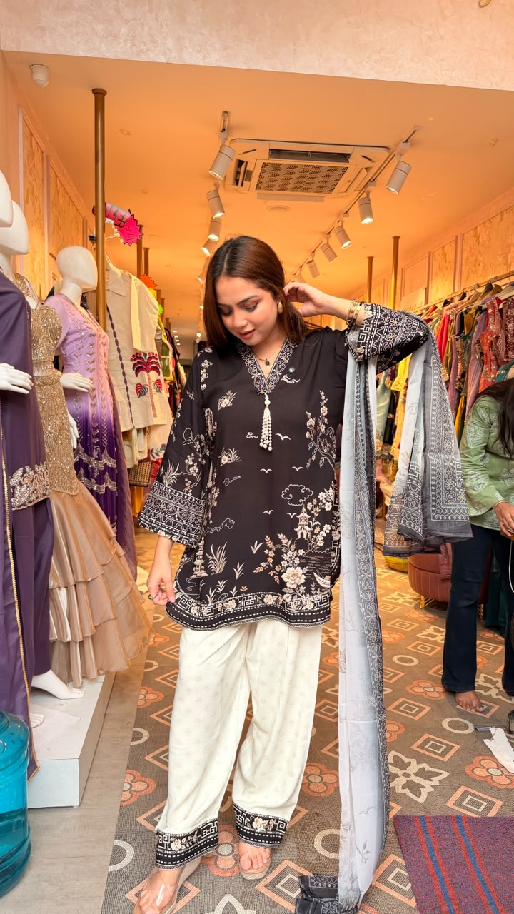 Mughal Garden Inspired Print 3-piece suit set