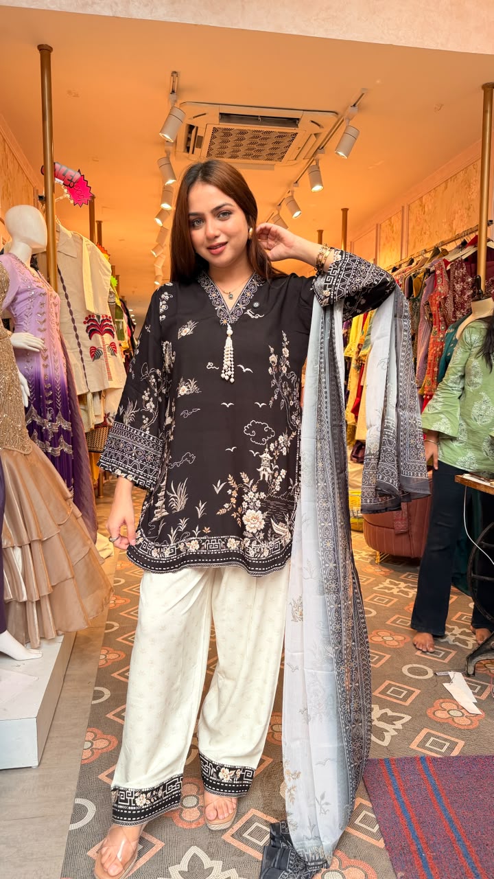 Mughal Garden Inspired Print 3-piece suit set