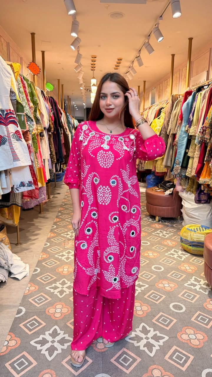 Mirror Bandhani Kurta Set with Patiala Salwar