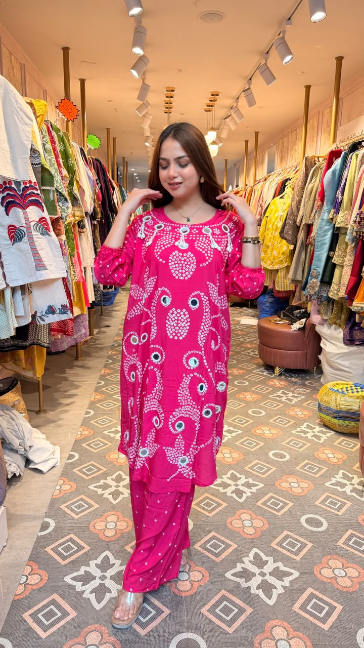Mirror Bandhani Kurta Set with Patiala Salwar
