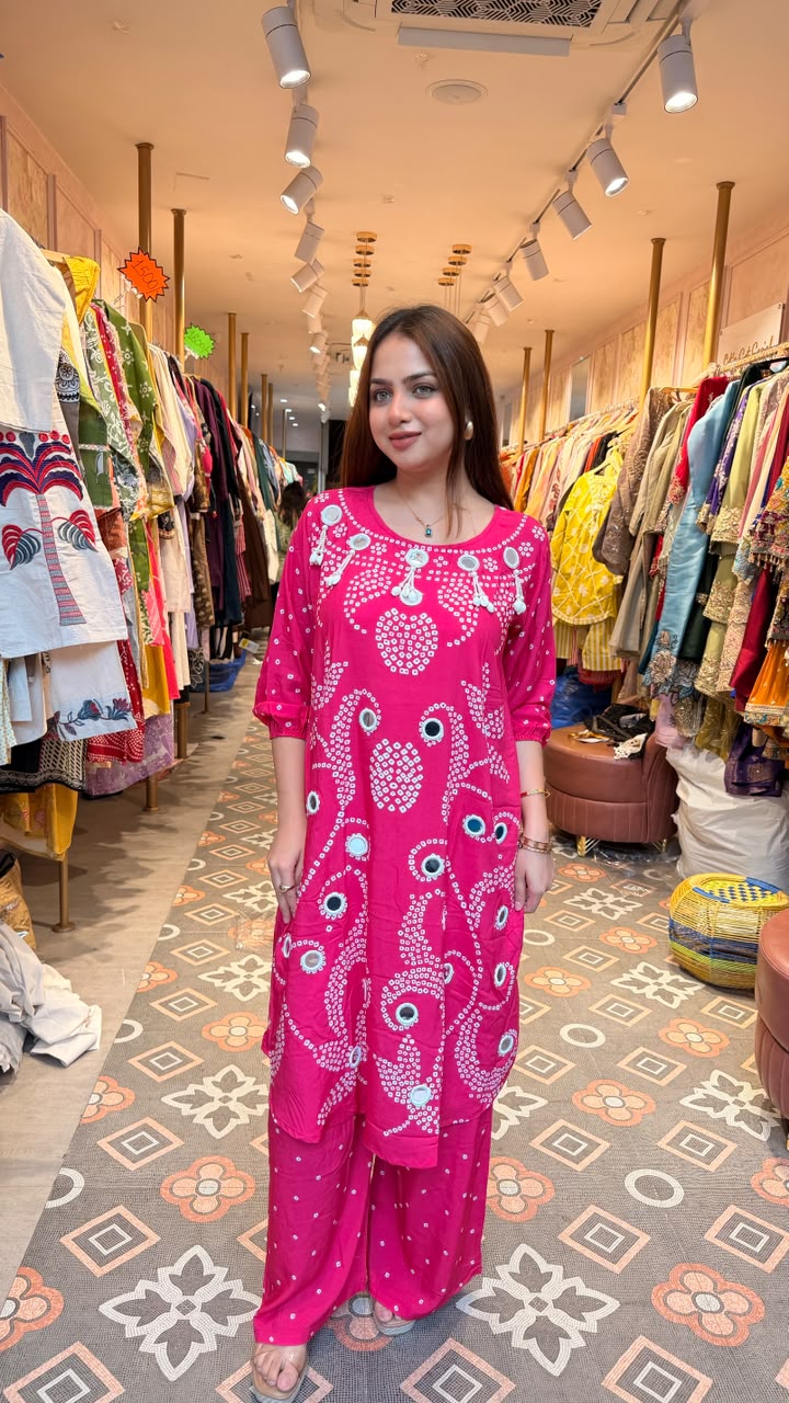 Mirror Bandhani Kurta Set with Patiala Salwar