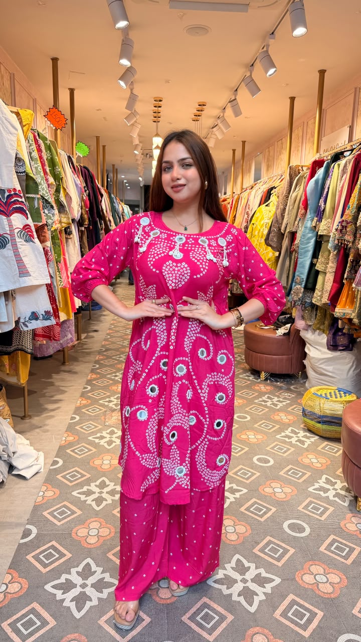 Mirror Bandhani Kurta Set with Patiala Salwar