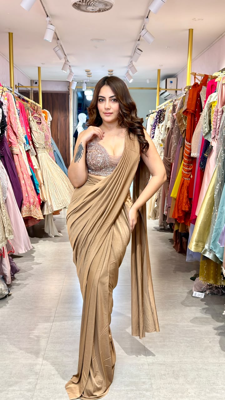 Ready-to-Wear Designer Draped Saree with Embellished Blouse