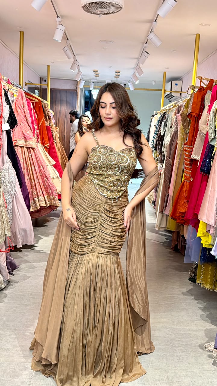 Designer Draped Mermaid Gown