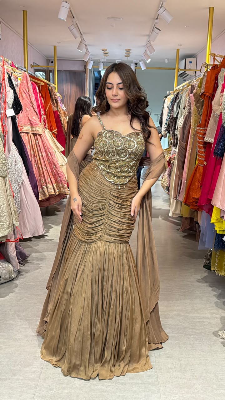 Designer Draped Mermaid Gown
