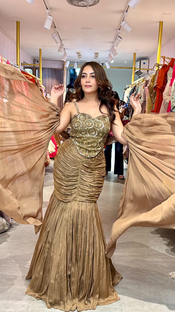 Designer Draped Mermaid Gown