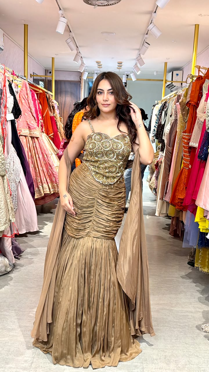 Designer Draped Mermaid Gown