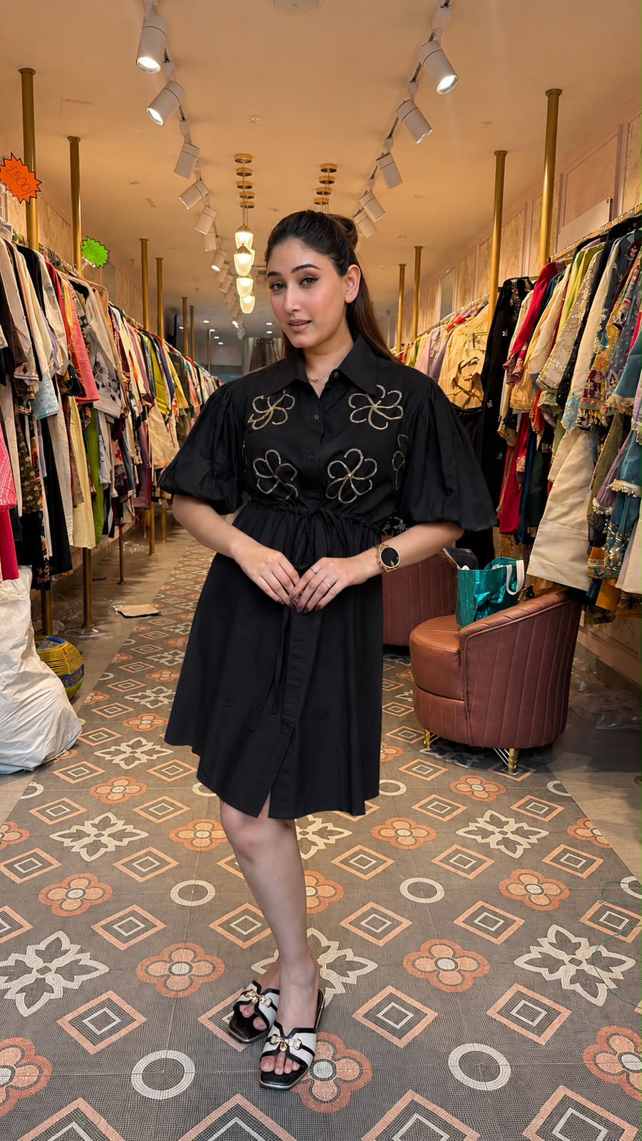 Shirt Dress with Drawstring Waist