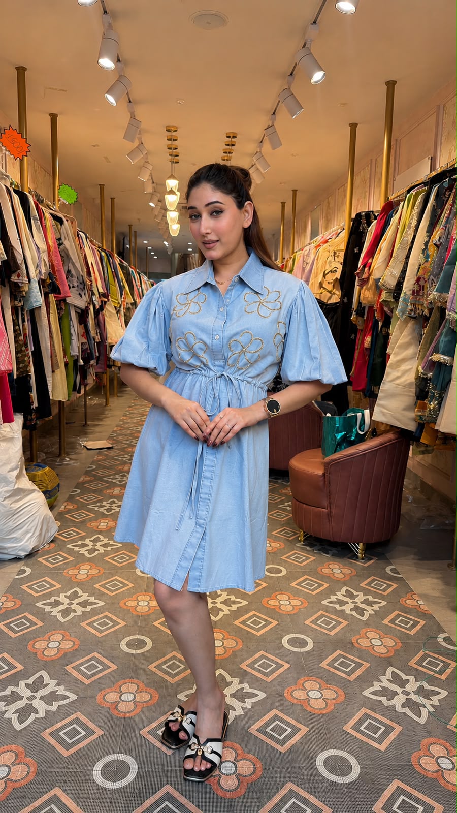 Shirt Dress with Drawstring Waist