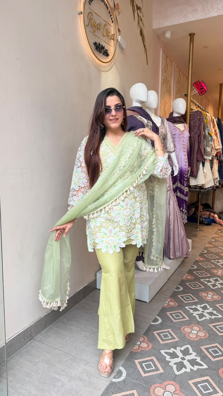 Luxury Floral 3D Lace Pakistani Suit Set