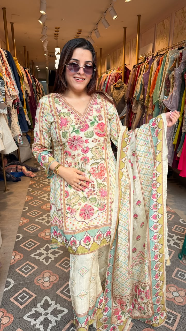 Floral Printed Lawn Suit with Dupatta