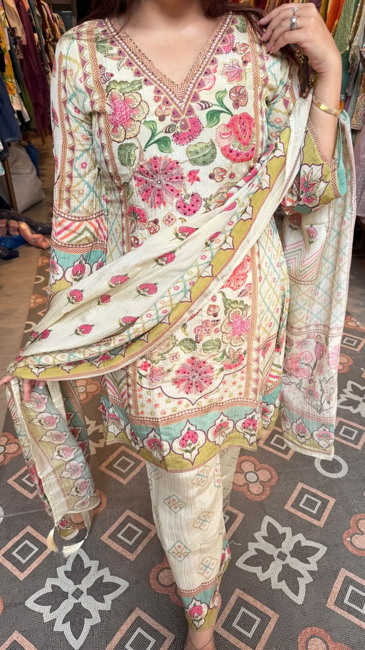 Floral Printed Lawn Suit with Dupatta