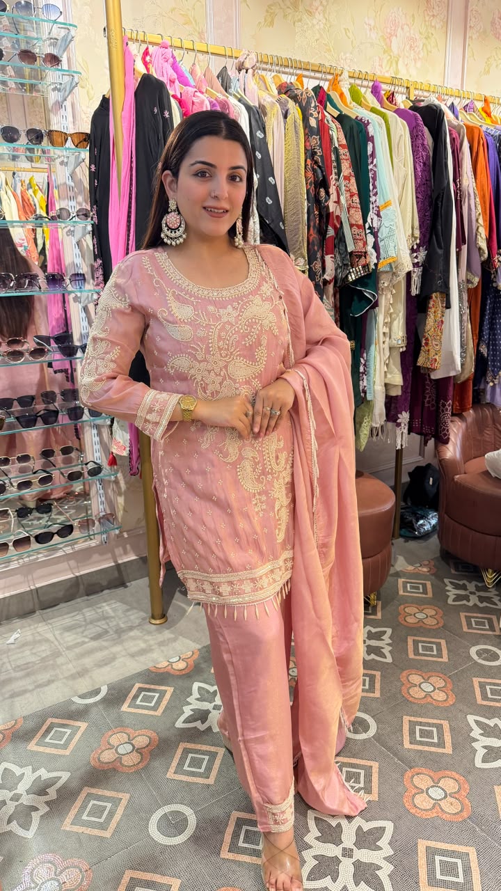 Luxury Embroidered Festive Suit Set with Dupatta