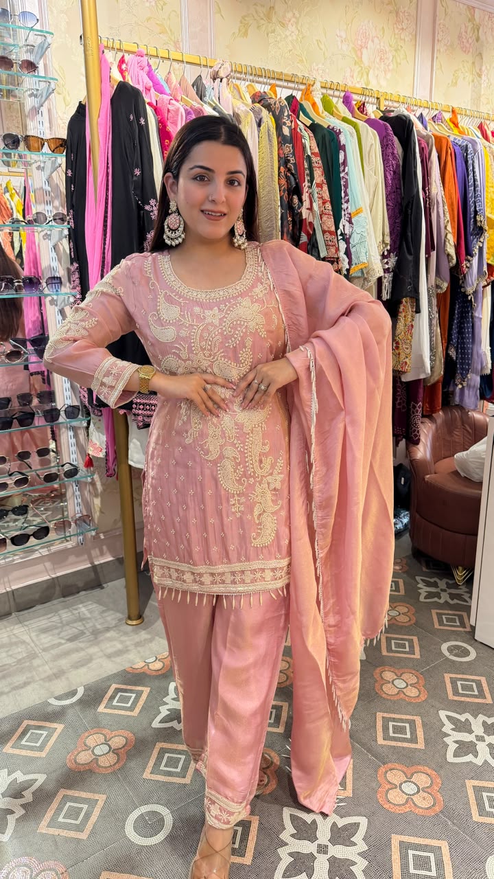 Luxury Embroidered Festive Suit Set with Dupatta