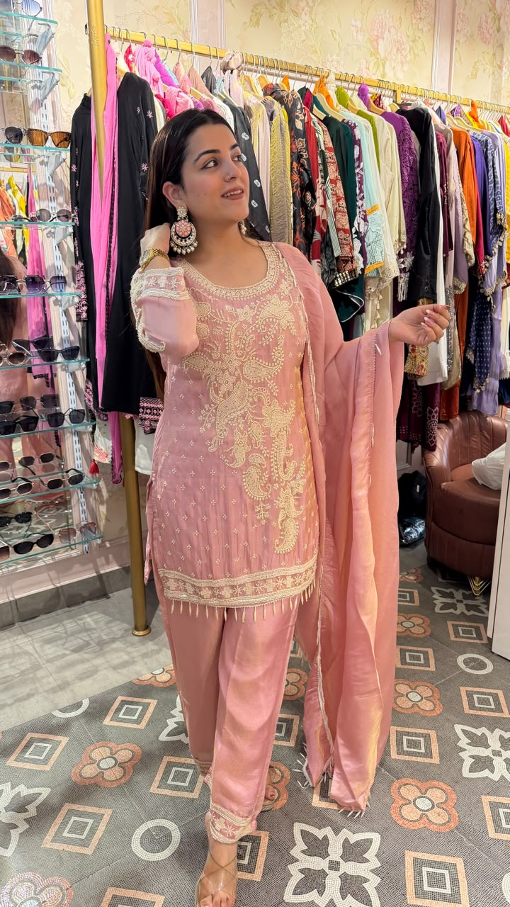 Luxury Embroidered Festive Suit Set with Dupatta