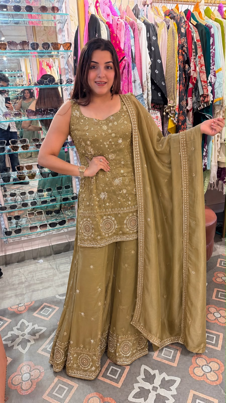 Embroidered Kurta Sharara Set with Dupatta