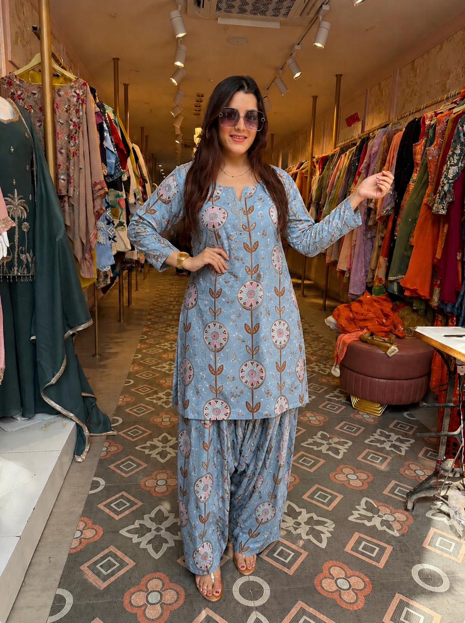 Printed Kurti with Patiala Salwar Set