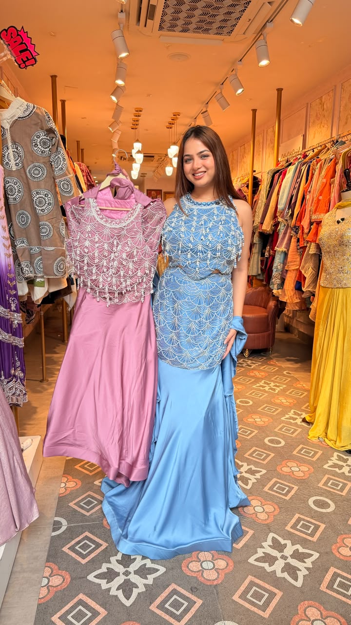 Embellished Mermaid Evening Gown with Cape Sleeves