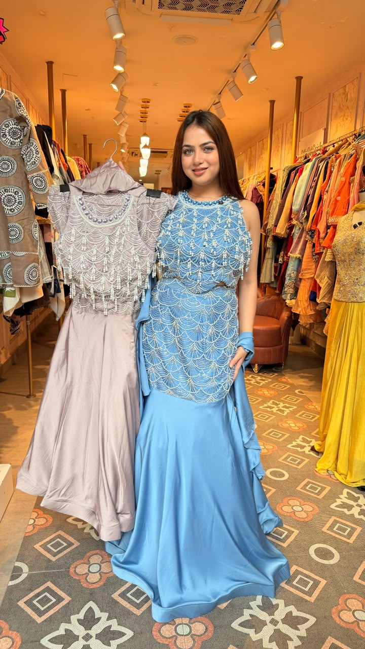 Embellished Mermaid Evening Gown with Cape Sleeves