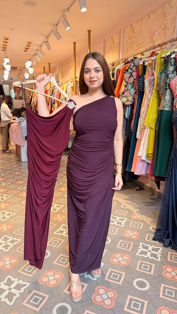 One-Shoulder Ruched Bodycon Maxi Dress