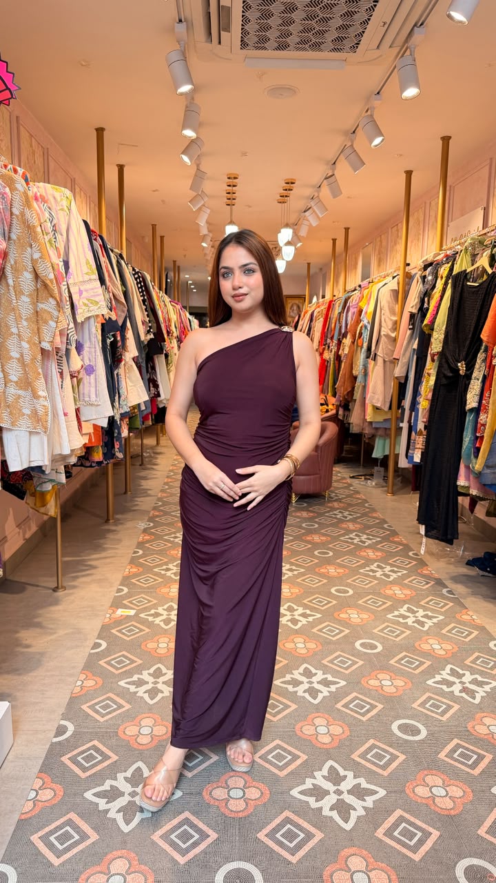 One-Shoulder Ruched Bodycon Maxi Dress
