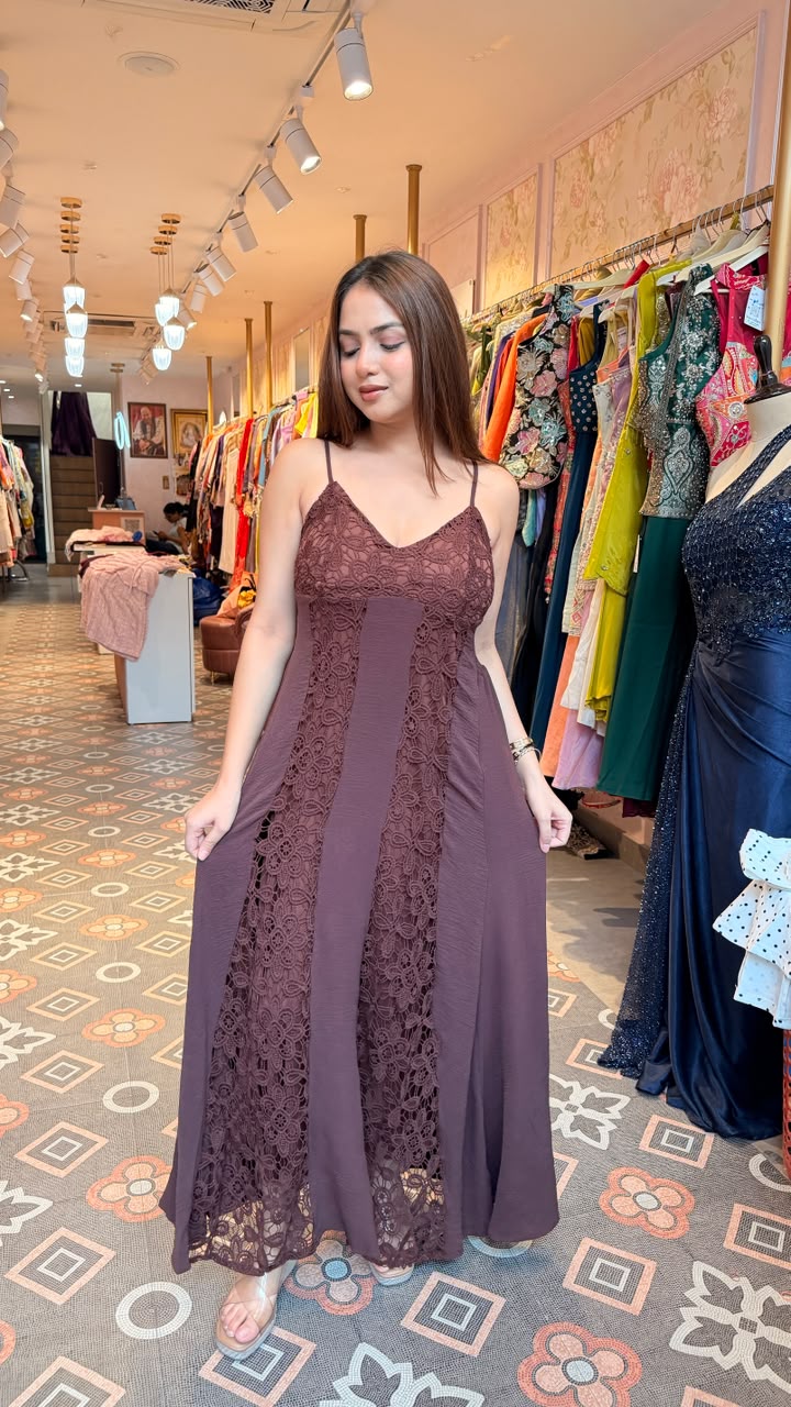 Lace Panel Maxi Dress