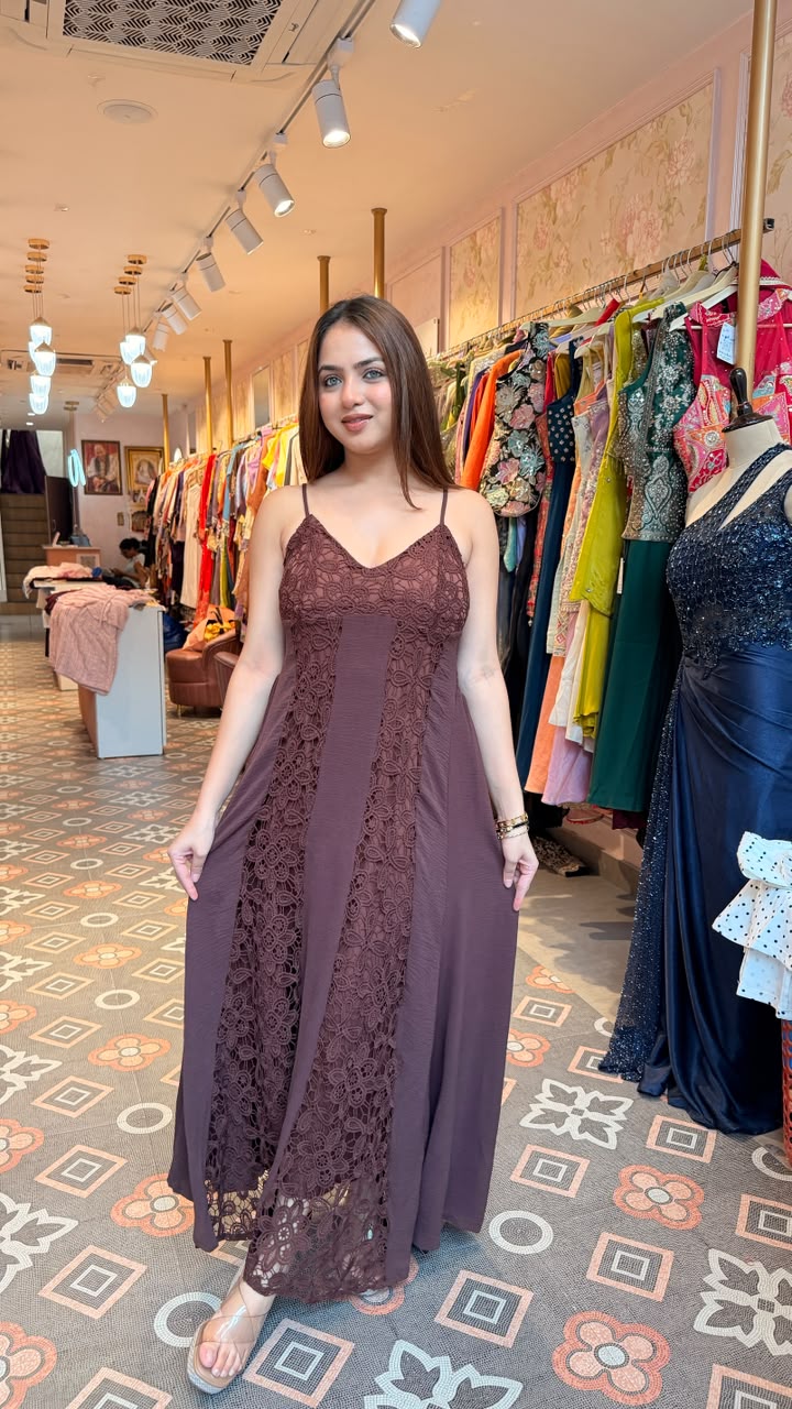 Lace Panel Maxi Dress