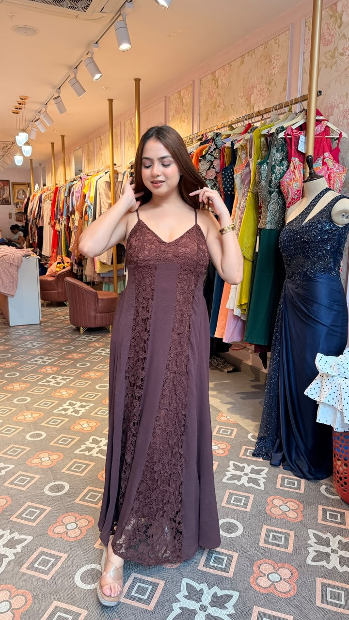 Lace Panel Maxi Dress