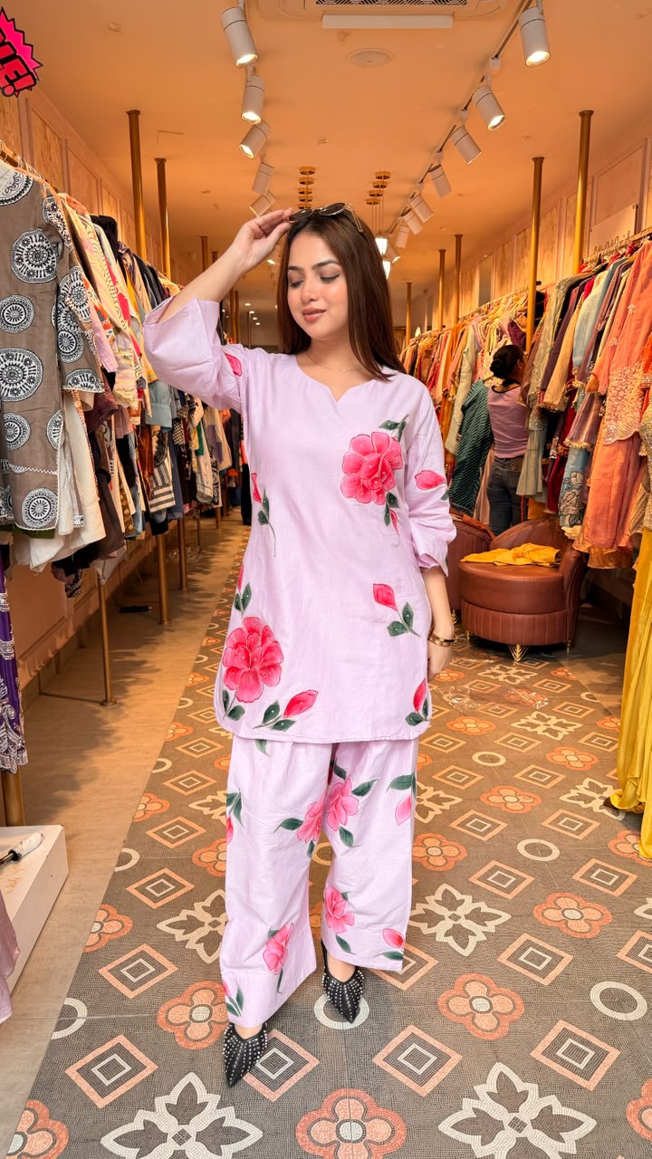 Lavender Floral Printed Co-ord Set