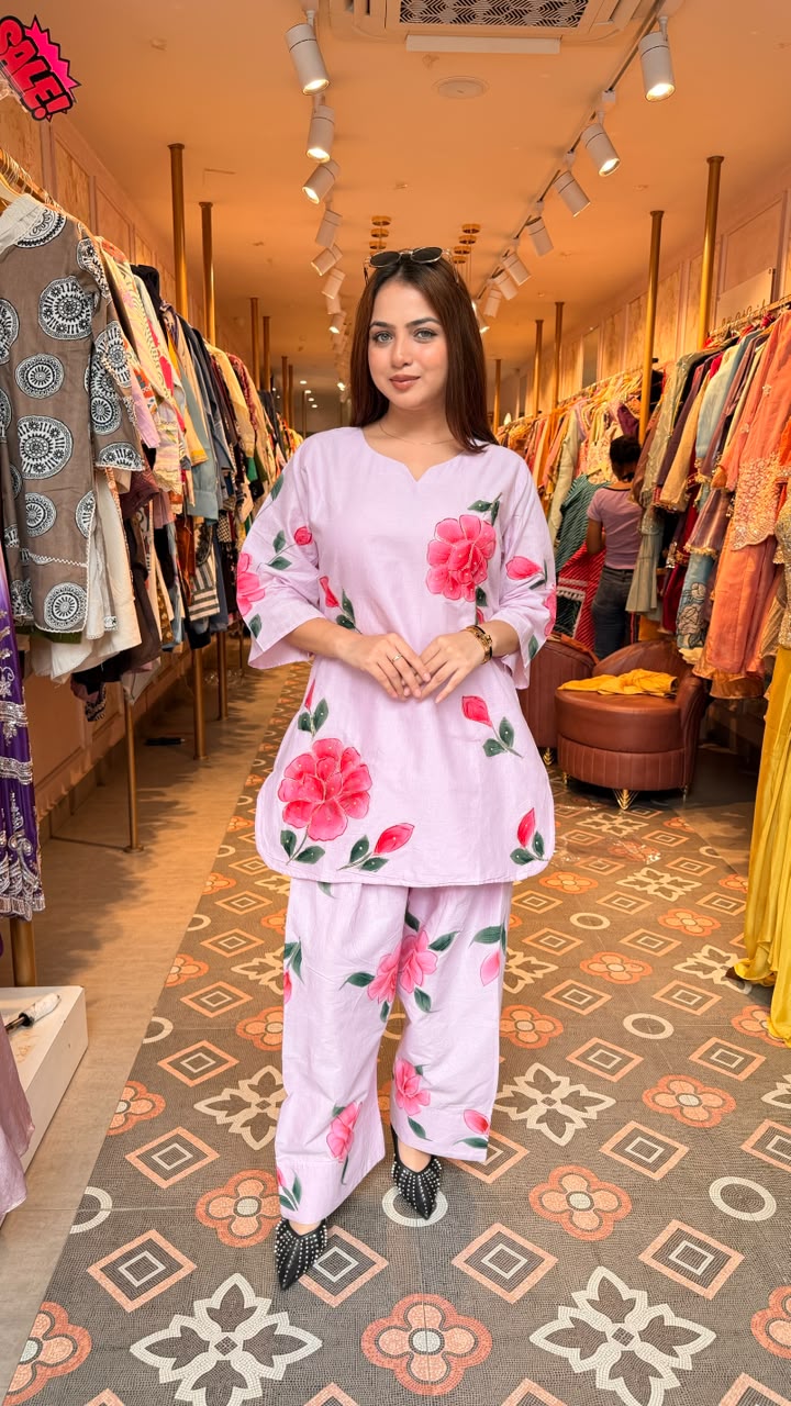Lavender Floral Printed Co-ord Set