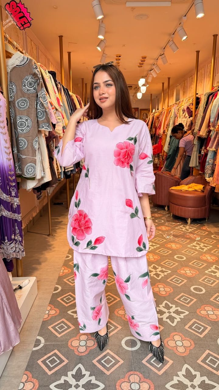 Lavender Floral Printed Co-ord Set