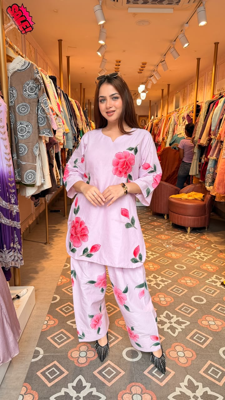 Lavender Floral Printed Co-ord Set