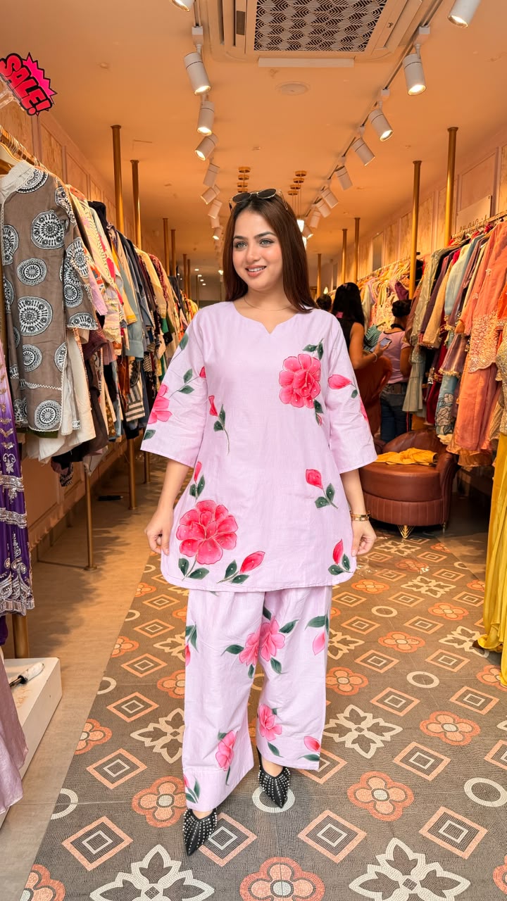 Lavender Floral Printed Co-ord Set