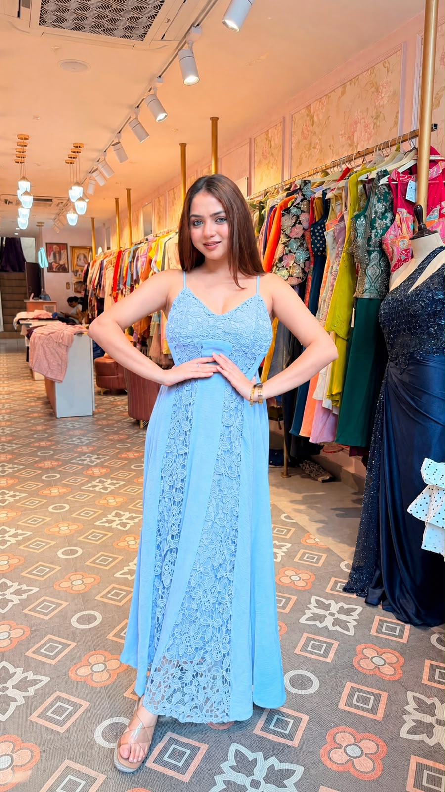 Lace Panel Maxi Dress