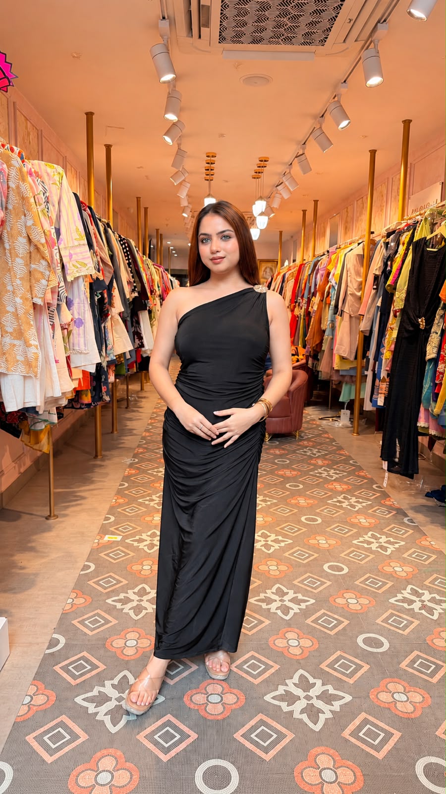 One-Shoulder Ruched Bodycon Maxi Dress