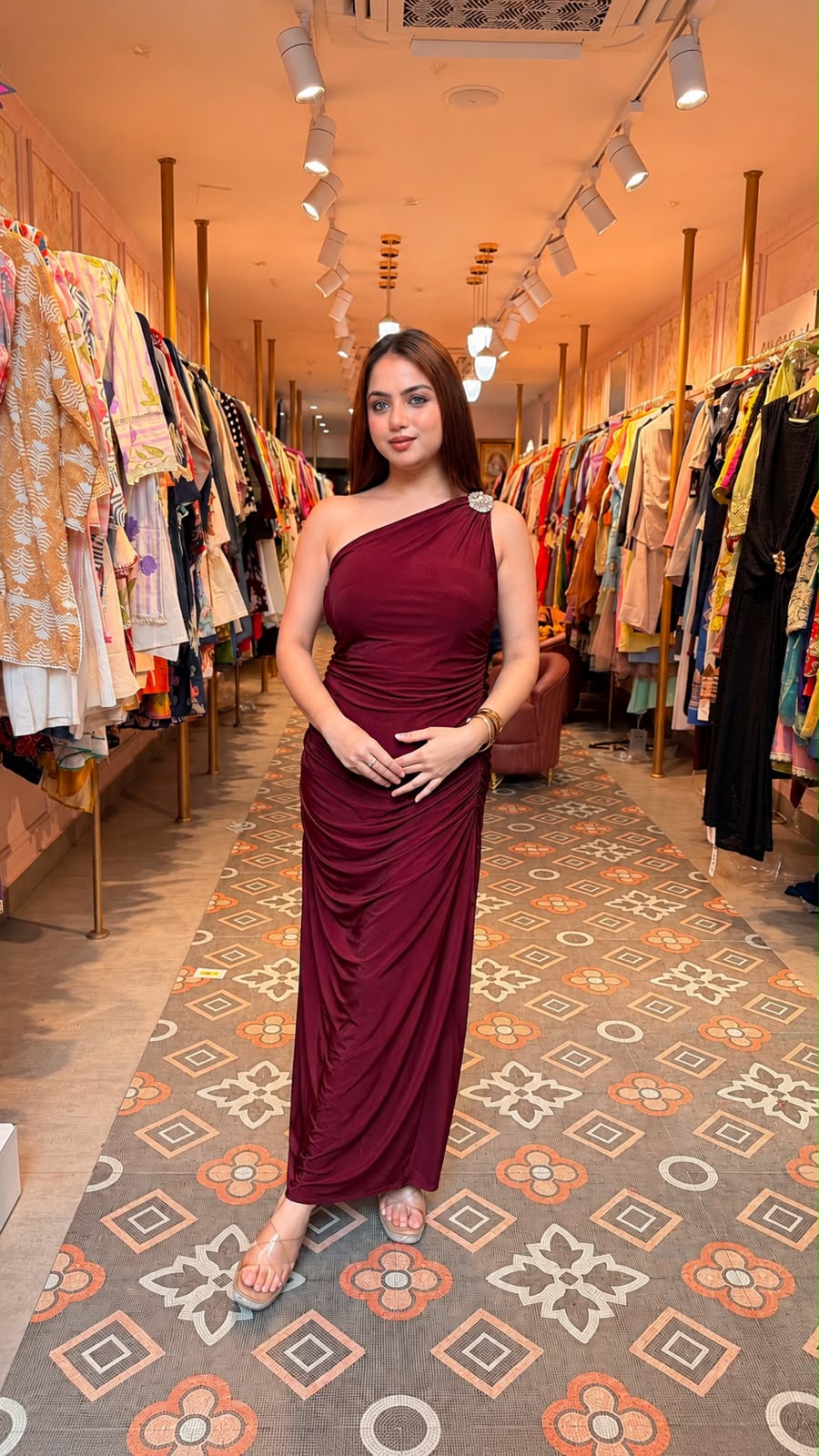 One-Shoulder Ruched Bodycon Maxi Dress