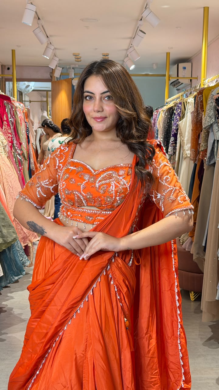 Embellished Ready-to-Wear Saree with Designer Blouse