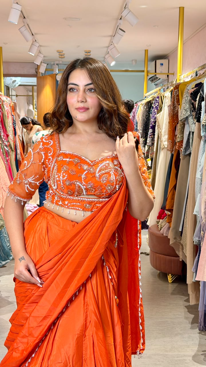 Embellished Ready-to-Wear Saree with Designer Blouse